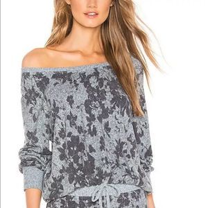Splendid Grey Floral Long Sleeve Lounge Top